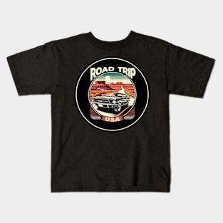 Retro Vintage Classic American Road Trip USA Kids T-Shirt